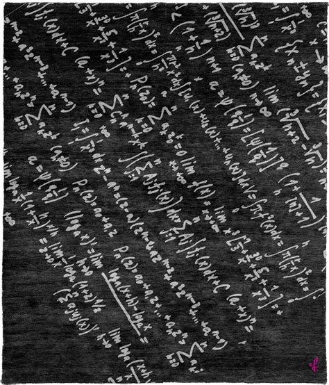 an old black and white rug with writing on it