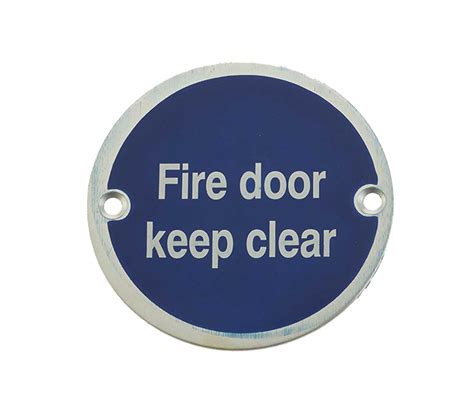 Fire Door Keep Clear Sign (75mm Diameter), Satin Aluminium ...