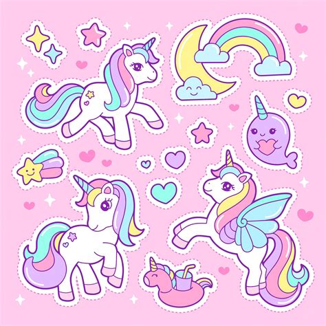 Premium Vector | Cute unicorn patch stickers illustration