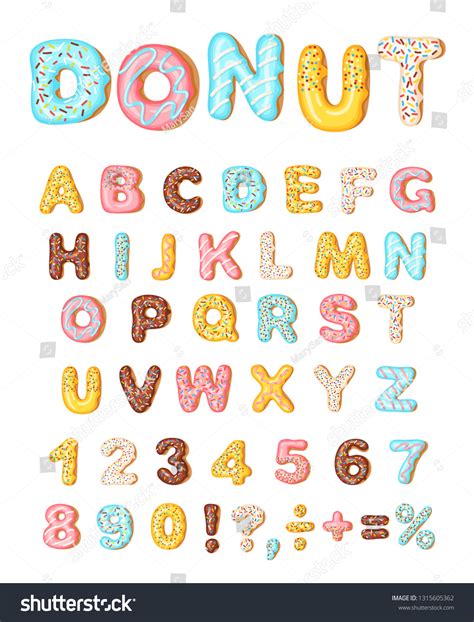 Donut Icing Latters Font Donuts Bakery Stock Vector (Royalty Free ...