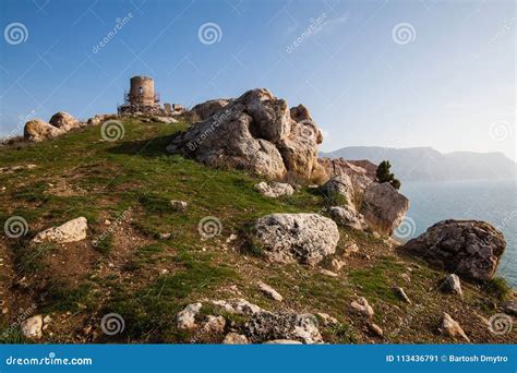 Ruins of Genoese Cembalo Fortress. Balaklava, Crimea Stock Image - Image of balaclava ...