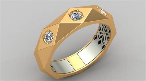 Faceted Cut Diamond Gold Wedding Ring 3D model 3D printable | CGTrader