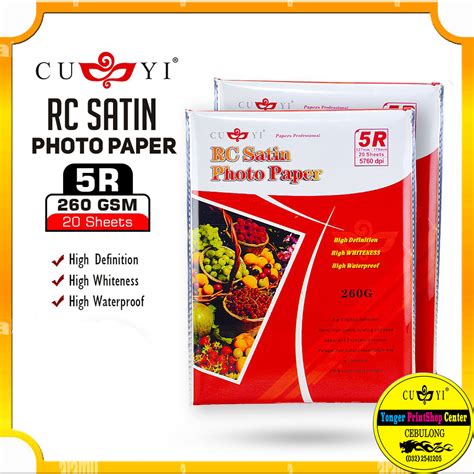 10 packs CUYI RC SATIN PHOTO PAPER SIZE: 5R /4r /3r -cebulong cuyi ...