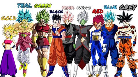 All COLORS Of Super Saiyan Hair [Red, Blue, Rose, White, Neon, Black, Gold] 2018 - YouTube