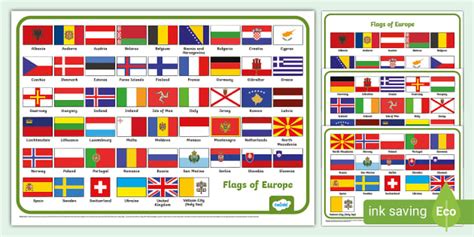 Flags of Europe with Names Word Mat - Geography - Twinkl