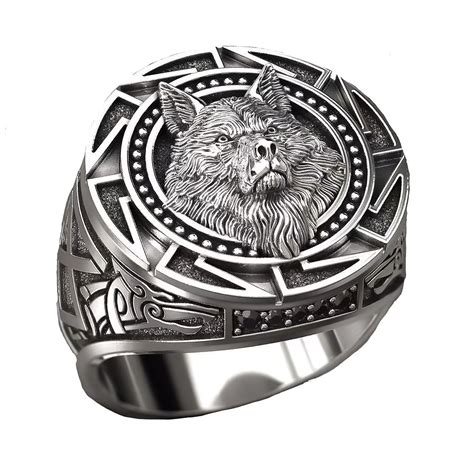 Buy Vintage Wolf Totem Thai Silver Ring Smooth Mythical Viking Warrior ...