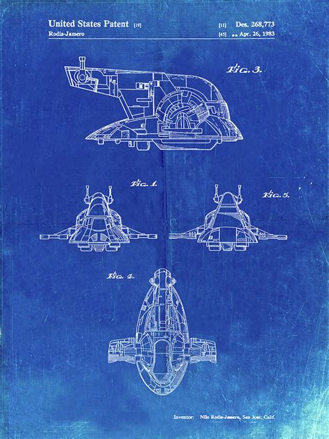 Pp22-faded Blueprint Star Wars Slave One Patent Poster Digital Art by ...