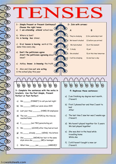 Verb tenses interactive and downloadable worksheet. You can do the exercises online or download ...