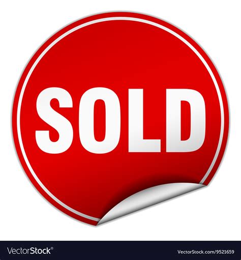 Sold round red sticker isolated on white Vector Image