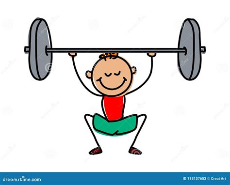 Weight Lifter Kid.Cartoon Kid Vector Illustartion Stock Vector - Illustration of cartoon, game ...