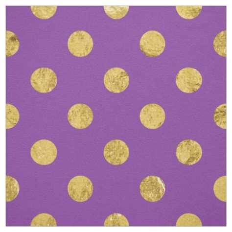 Elegant Gold Foil Polka Dot Pattern - Purple Fabric | Zazzle