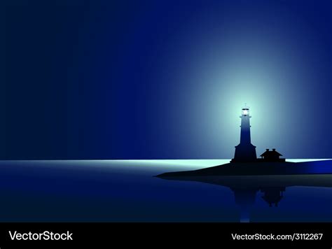 Lighthouse at night Royalty Free Vector Image - VectorStock