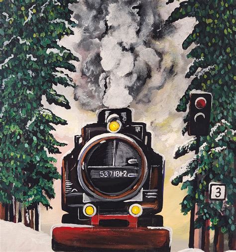 Winter Train painting class, Paint ur Art Out gallery, Calgary, 6 ...