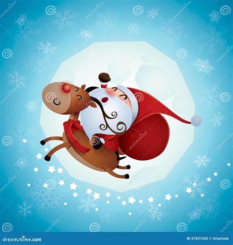 Santa Claus And Rudolph Stock Vector - Image: 47031505