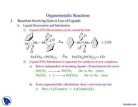 Organometallic Reactions - Advanced Inorganic Chemistry - Lecture Slides | Slides Inorganic ...