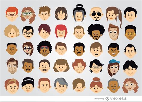 40 Cartoon Character Heads Vector Download