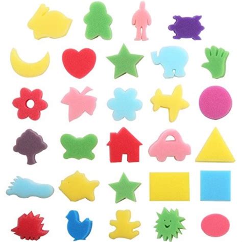 Purture 30pcs Sponge Painting Shapes Painting Craft Sponge for Toddlers Assorted Pattern Early ...