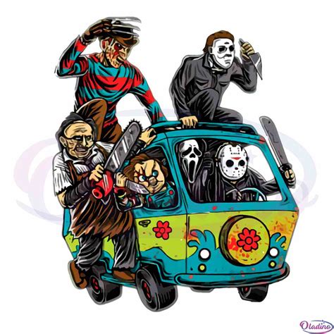 Horror Movie Character Drawing PNG Sublimation Designs - Oladino