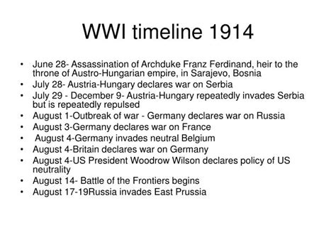 PPT - WWI major events and timeline PowerPoint Presentation - ID:5346949