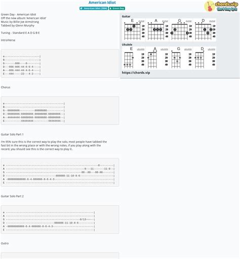 Hợp âm: American Idiot - Green Day - cảm âm, tab guitar, ukulele - lời bài hát | chords.vip