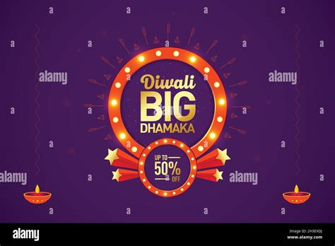 Diwali big dhamaka sale offer logo unit banner with cracker and lights ...