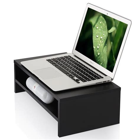 FITUEYES Computer Monitor Riser Desktop stand with storage space 2-Tires Black DT204201WB ...