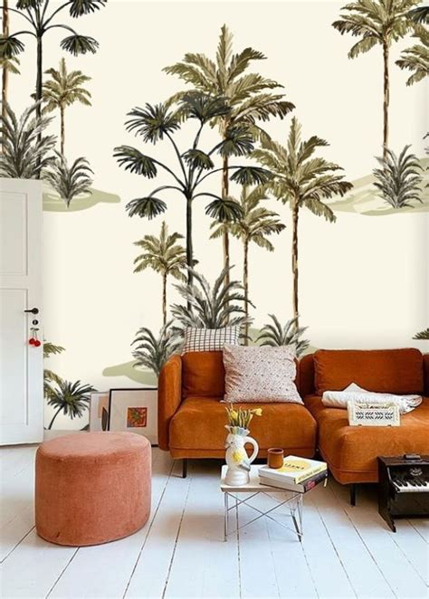 Tropical Palm Tree Wall Mural Wallpaper, Peel and Stick Removable ...