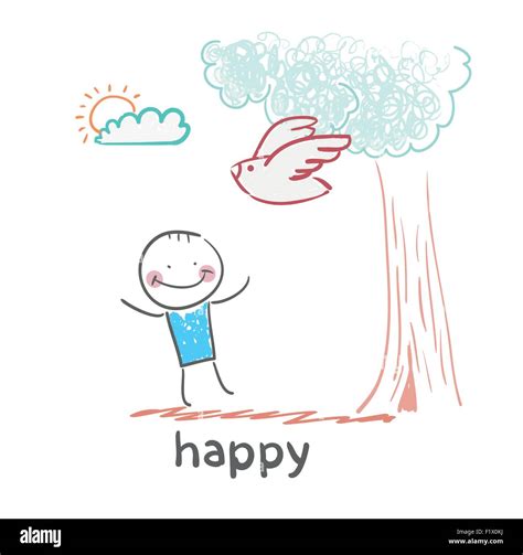 happy. Fun cartoon style illustration. The situation of life Stock Vector Image & Art - Alamy