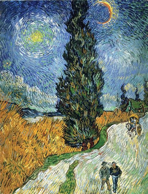 Camino con ciprés bajo el cielo estrellado - Museo Van Gogh