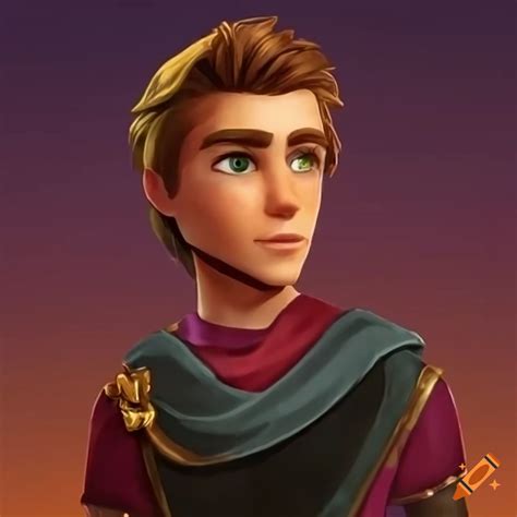 Pixar-style illustration of a handsome medieval prince on Craiyon