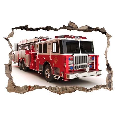 Fire Brigade Truck Wall Sticker - Wall Decal Art Mural - Blue Side Studio