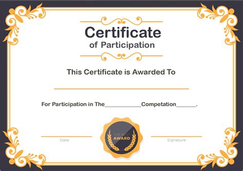 Certificate Of Participation Template Word - Sarseh.com