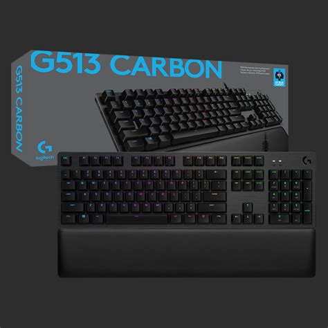 Logitech G513 Carbon Full-size Wired Mechanical GX Blue Clicky Switch ...