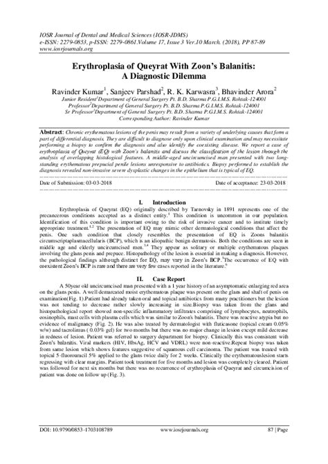 (PDF) Erythroplasia of Queyrat With Zoon's Balanitis: A Diagnostic Dilemma | IOSR JDMS ...