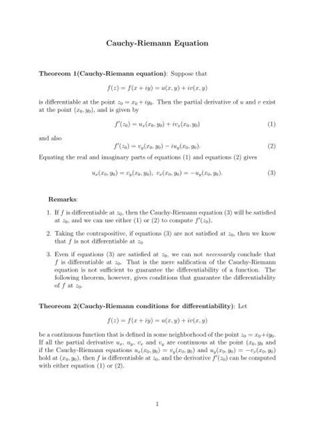 Cauchy-Riemann Equation