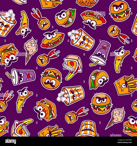 Pattern from a set of fast food for the holiday Halloween in a cartoon ...