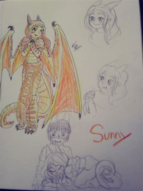 Humanized Sunny from Wings of Fire. Hand drawn and colored with ...