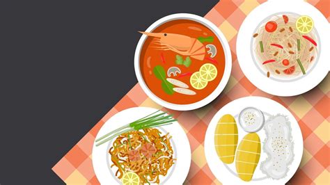 Tradition Thai food background and copy space for text, vector ...