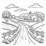 Download Kleurplaat Boerderij En Weg Op Het Platteland Coloring Pages  sketch template