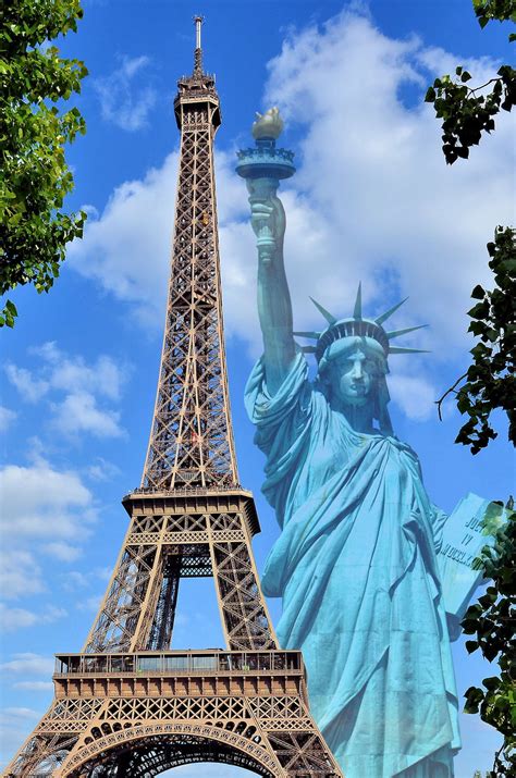 Eiffel Tower and Statue of Liberty Composite for Paris, France - Encircle Photos