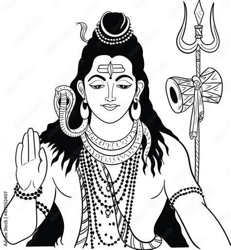 Indian Hinduism god lord shiva Vector black and white clip art ...