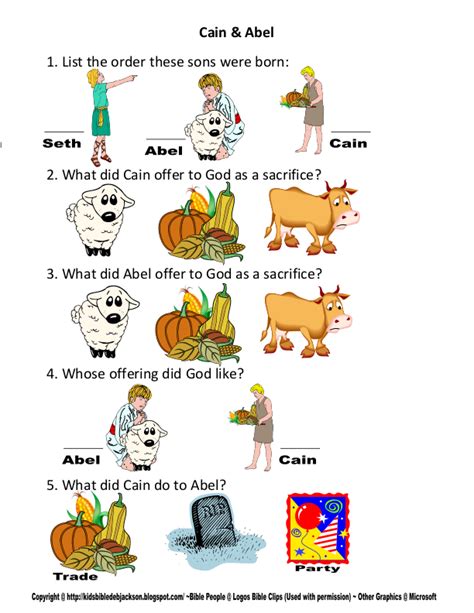 3. Cain & Abel Worksheet.pdf | Bible worksheets, Bible lessons for kids ...