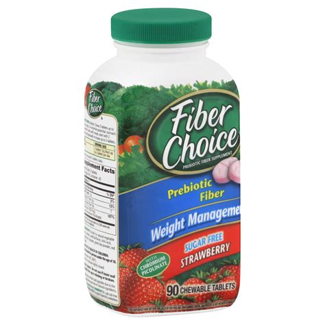 Fiber Choice Fiber Supplement, Weight Management, Chewable Tablets, Strawberry, 90 tablets