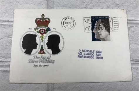 THE ROYAL SILVER Wedding FIRST DAY COVER 1972 stamp. Crown, HM Queen ...