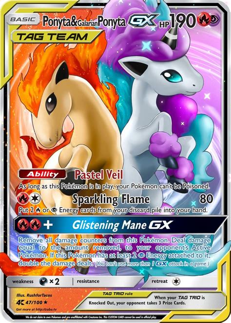 Ponyta & Galarian Ponyta GX Custom Pokemon Card | Pokemon cards legendary, Rare pokemon cards ...