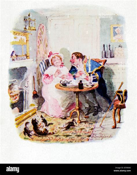 Oliver Twist Mr Bumble And Mrs Corney Taking Tea original illustration ...