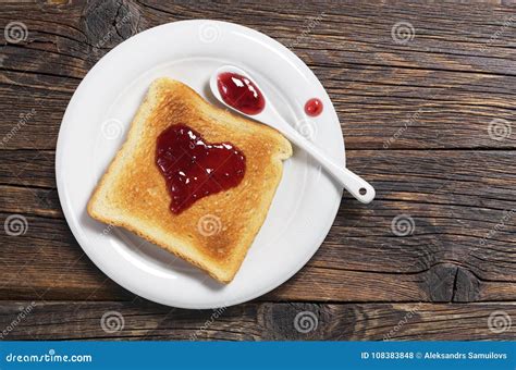 Toasted bread with jam stock photo. Image of background - 108383848