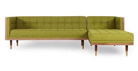 Woodrow Box Sofa Sectional Right, Walnut/Atomic Moss | Sectional sofa ...