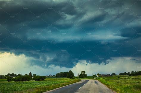 Supercell storm clouds with wall featuring weather, tornado, and ...