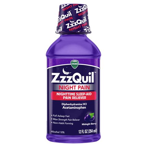 Vicks ZzzQuil Nighttime Pain Reliever Sleep Aid Liquid, 12 fl oz ...